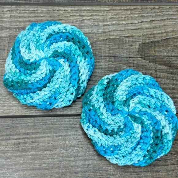 Handcrafted Crochet Spiral Tawashi and Face Round Scrubbies Set Cotton Yarn - Picture 6 of 10
